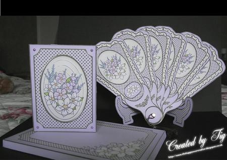 3D Floral Fan Card Spring Posy with Stand, Gift Card N Box by S. Corbey