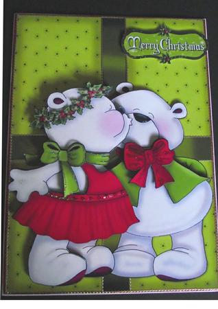 Christmas Kissing Couple Gift Box A4 Card Kit by S. Corbey