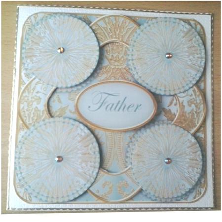 Dteal Multi Mix Father 3D Rosette Decoupage Card Front by S. Corbey