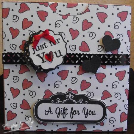 3D Romantic Hearts Gift Favour Fold Flat Card Box by S. Corbey