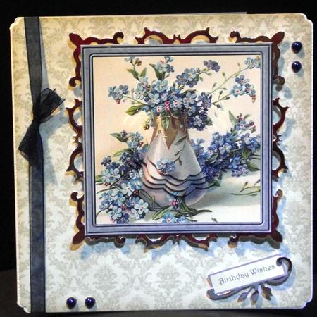 Vase of Blue Flowers Card with Petal Stackers by S. Corbey