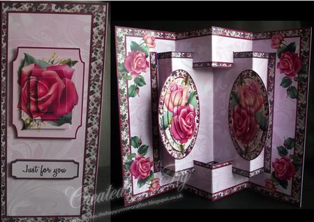 3D Concertina Pop-out - Downton Roses by S. Corbey