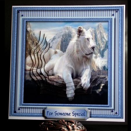 Beautiful 8x8 Mini Kit Snow Lion in the Mountains by S. Corbey