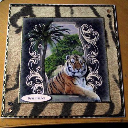 African Tiger Topper with Decoupage by S. Corbey