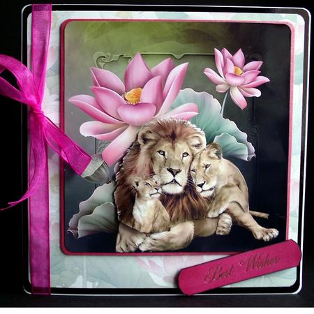 Lotus Flower Lion Pride Topper with Decoupage by S. Corbey
