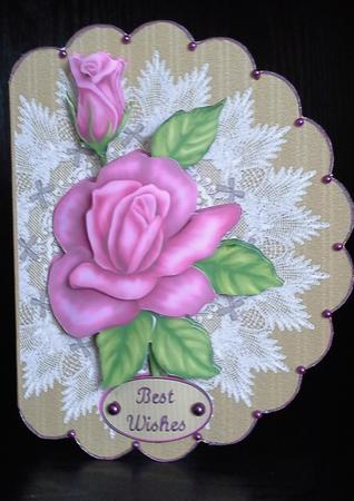 A Pink Rose Scalloped Card Mini Kit by S. Corbey