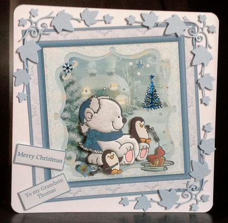 My Turn Polar Bear 7x7 Card with Decoupage by S. Corbey
