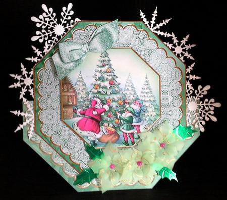 Santas Tree Deco Stand-up Large Card Mini Kit by S. Corbey