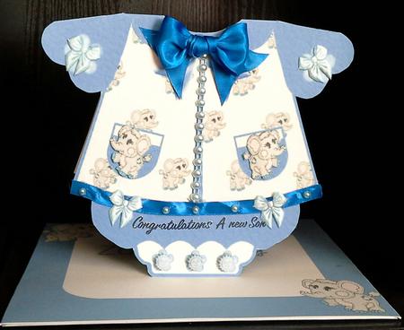 Baby Boys Romper Suit with Elephants 6x5 Mini Kit by S. Corbey