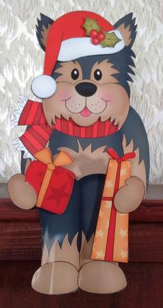 3D on the Shelf Card Kit - Little Christmas Yorkie Dog by S. Corbey