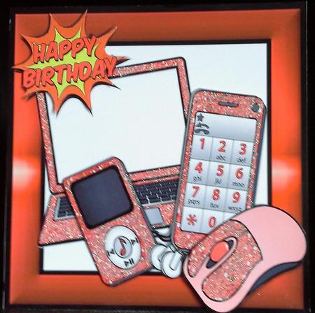 Orange Glitter Mp3 Player, Laptop, Mobile 8x8 Mini Kit by S. Corbey