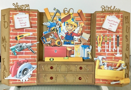 Not so Handy-Man! Over the Edge Tent Card & Envelope (Large) by Sandra Hawker