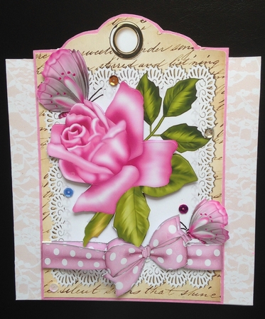  6 A5 Spring flowers on lace with bows on a tag Bumper kit by Sandra Kirk