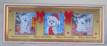 Festive Westies Large Dl Card with Pyramid Layers by Sandra Wales
