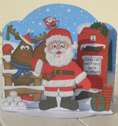 3D Pop Up Front Santa & Rudolph Xmas Card Kit by Sandra Wales