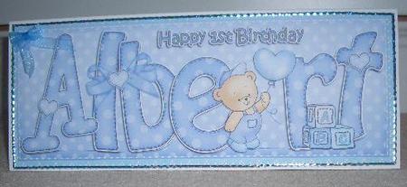 Large Dl Albert 1st Birthday Quick Card N 3D Decoupage by Sandra Wales