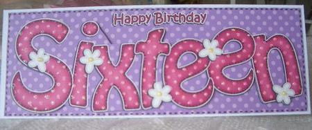16th Birthday Large Dl Quick Card N 3D Decoupage by Sandra Wales