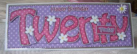 20th Birthday Large Dl Quick Card N 3D Decoupage by Sandra Wales