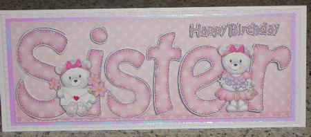 Large Dl Sister Quick Card N 3D Decoupage by Sandra Wales