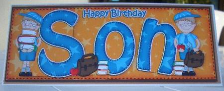Large Dl Birthday Son Card & 3D Decoupage by Sandra Wales