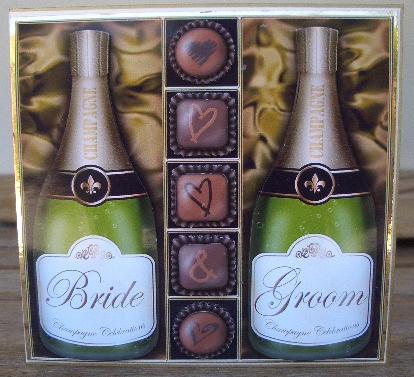 Bride & Groom Champers & Chocs Quick Card N 3D Decoupage by Sandra Wales
