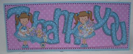 Girlz Thank You Large Dl Quick Card 3D Decoupage by Sandra Wales