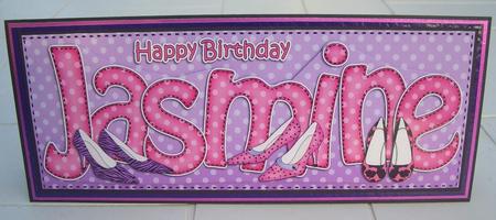 Large Dl Happy Birthday Jasmine Quick Card N 3D Decoupage by Sandra Wales