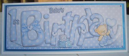 Large Dl Baby's 1st Birthday Quick Card N 3D Decoupage by Sandra Wales