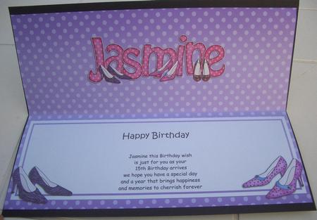 Happy Birthday Jasmine Matching Large Dl Insert by Sandra Wales