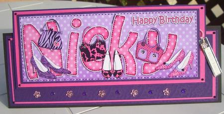 Large Dl Happy Birthday Nicky Card & 3D Decoupage by Sandra Wales