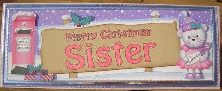 Christmas Sister Teddy Signpost Lge Dl Easicut Decoupage by Sandra Wales