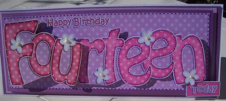 14th Birthday Large Dl Quick Card N 3D Decoupage by Sandra Wales