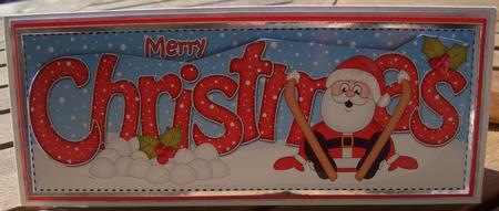 Large Dl Christmas Oops Skiing Santa 3D Decoupage by Sandra Wales
