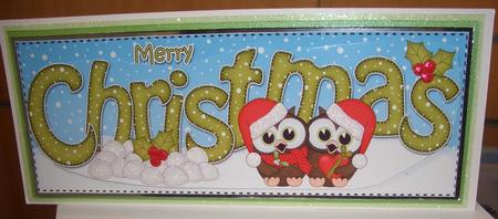 Large Dl Christmas Little Hoot Owls Love 3D Decoupage by Sandra Wales