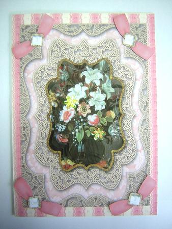 White Lily Bouquet Lace Card Front Step by Step by Sandra Carlse