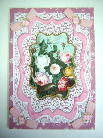 Mixed Roses Lace Card Front Step by Step by Sandra Carlse