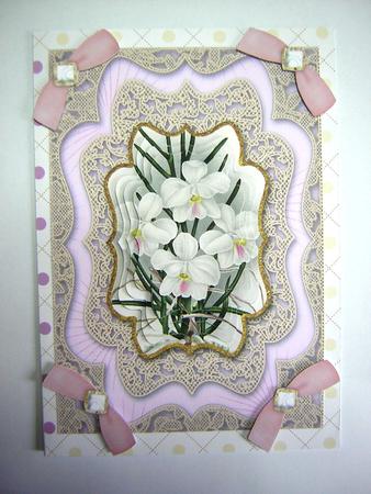 White Orchids A5 Lace Card Front Step by Step by Sandra Carlse