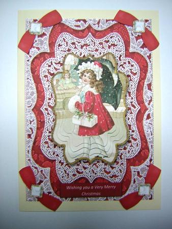 New Christmas Coat A5 Lace Card Front Step by Step by Sandra Carlse