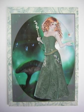 Green Fairy Magic Decoupage Card Front by Sandra Carlse