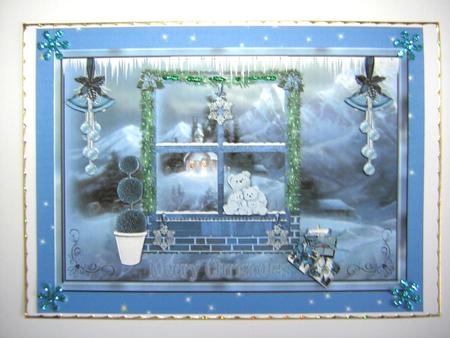 Blue Teddies Christmas View by Sandra Carlse