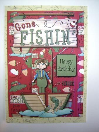 Gone Fishin' Bookmark Quick Card Front by Sandra Carlse
