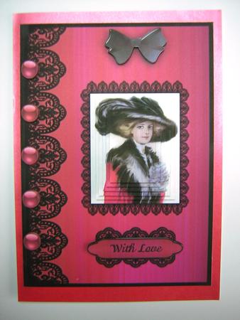 A Vision in Scarlet 'n Lace Pyramid Card by Sandra Carlse