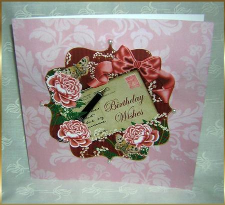 Dusky Rose Birthday Wishes 6in Bracket Topper by Sandra Carlse