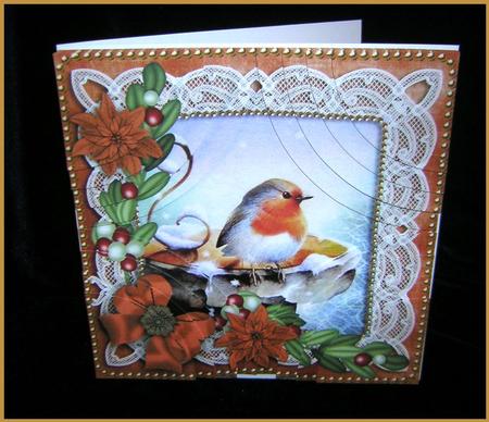 Robin Borange Poinsettia 8in All 4 Rounded Corner Stacker by Sandra Carlse