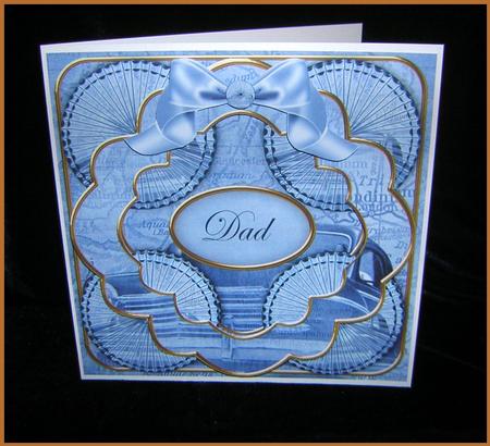 Blue Vintage Car Dad 3D Rosette 8in Card Kit by Sandra Carlse