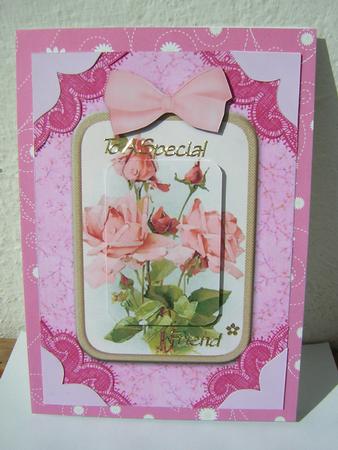 Pink Roses A5 Card Front Decoupage Step by Step by Sandra Carlse