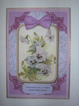Purple Pansy A5 Card Front Decoupage Step by Step by Sandra Carlse
