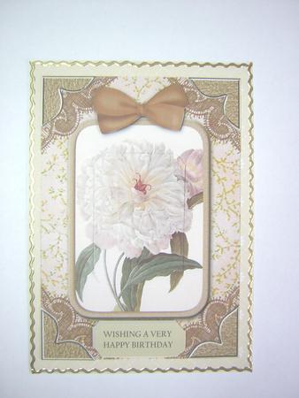 Fluffy White Rose A5 Card Front Decoupage Step by Step by Sandra Carlse