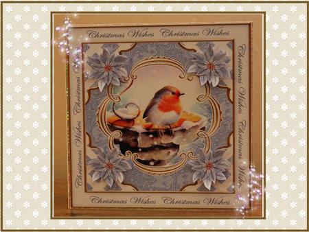 Blue Robin Christmas Wishes Lattice Corner 8in Topper by Sandra Carlse