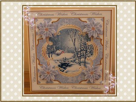 Blue Walk Christmas Wishes Lattice Corner 8in Topper by Sandra Carlse